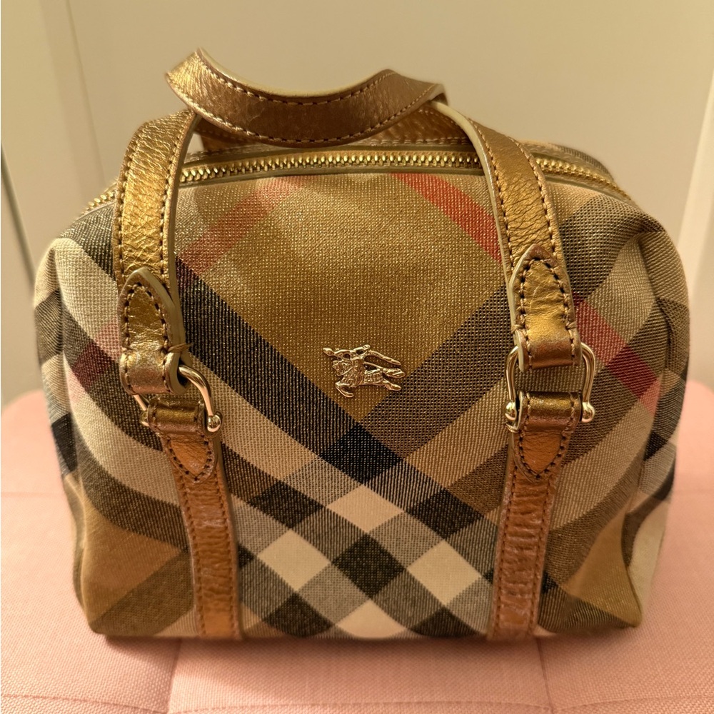 ๐ฏ Authentic Burberry Gold and Brown Checkered Mini Bag